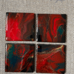 Handmade Coasters Set of 4 – Abstract Acrylic Pour, Drinks Coasters