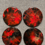 Fiery Red & Black Coaster Set of 4 – Abstract Acrylic Pour, Resin-coated