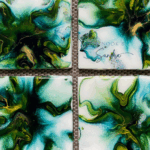 Green & White – Set of 4 Square Coasters