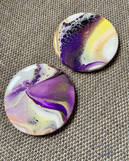 Lilac & Yellow – Set of 2 Round Coasters
