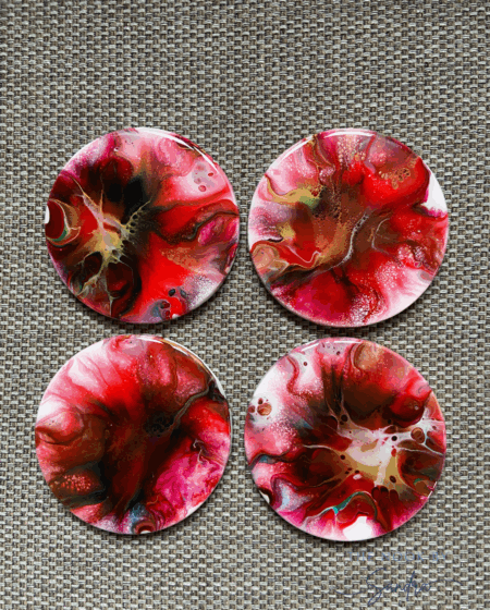 Handmade Coasters Set of 4 – Drinks Coasters, Abstract Acrylic Pour